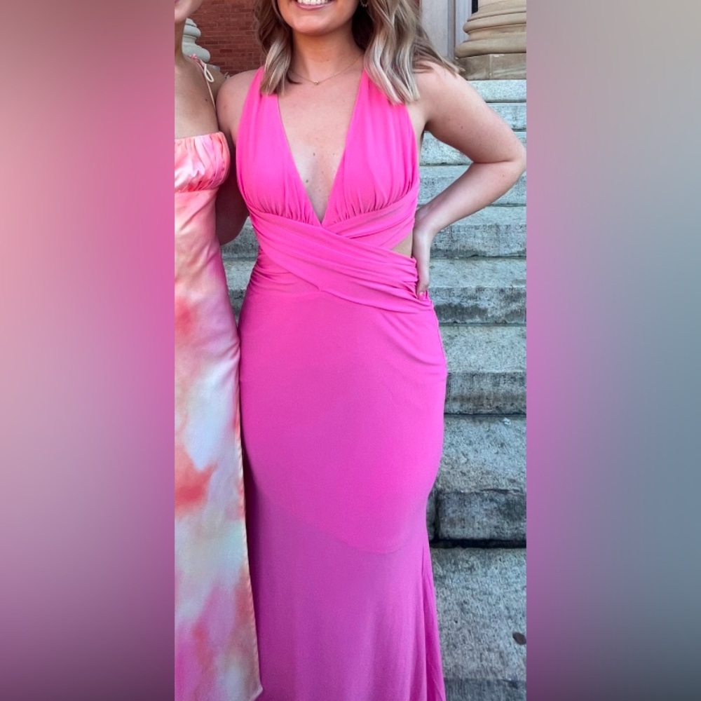 Pink Ruched Maxi Dress - Picture 2 of 3